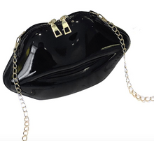 Load image into Gallery viewer, Black Lip Shaped Purse