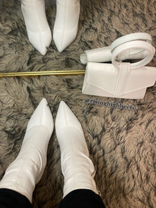 Creamy- White Pointed Toe Boots