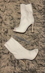 Daisy-White Denim Boots