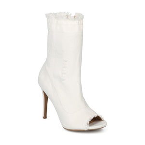 Daisy-White Denim Boots