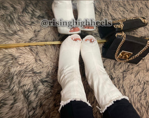 Daisy-White Denim Boots