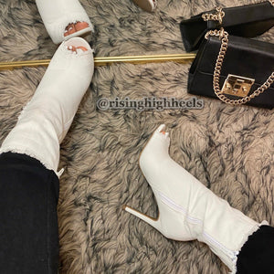 Daisy-White Denim Boots