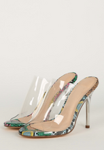 Load image into Gallery viewer, Goddess- Snake Print Mule Heels