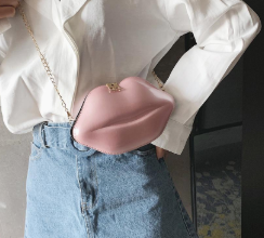 Pink Lip Shaped Purse