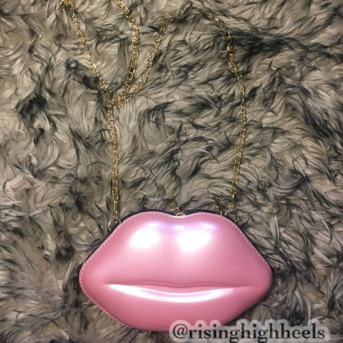 Pink Lip Shaped Purse